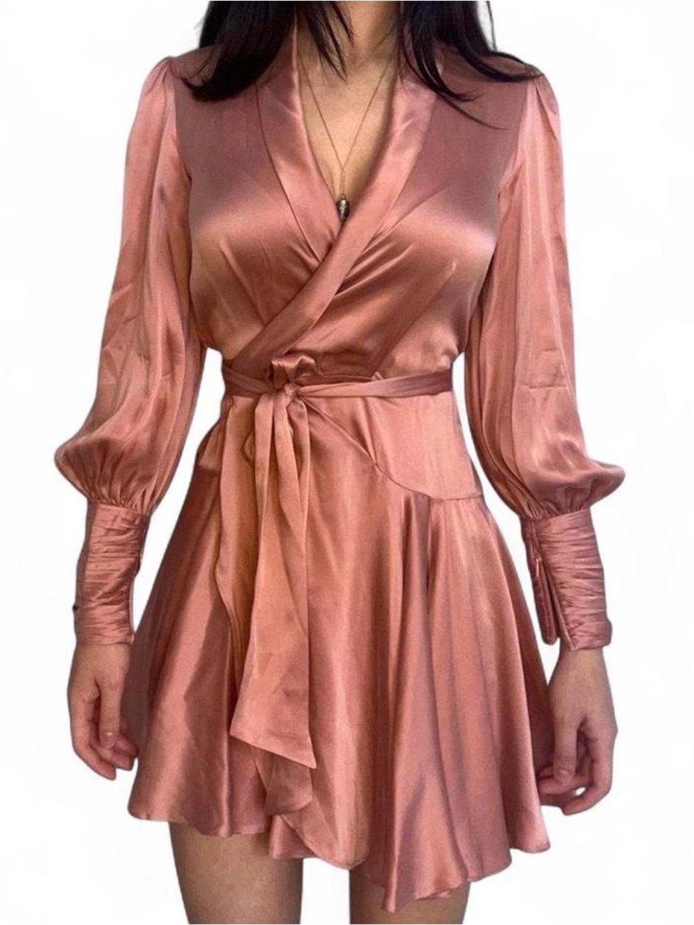 Zimmermann Satin Wrap Mini Dress